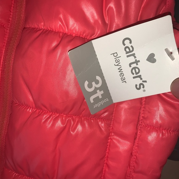 New Carter’s Kids Girls Winter Jacket Vest Puffer Coat 3T Coral Pink Toddler - Picture 2 of 4